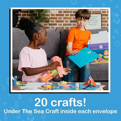 Craftikit® 20 Under The Sea Arts & Crafts Kits for Kids – Mermaid & Sea Animal Paper Crafts for Girls & Boys Ages 4-10 – Preschool Art Supplies & Toddler Craft Set thumbnail 9