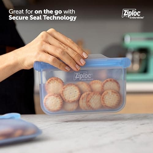 Ziploc Endurables Small, Medium, and Large Pouch, Reusable Silicone Bags and Food Storage Meal Prep Containers for Freezer, Oven, and Microwave, Dishwasher Safe thumbnail 6
