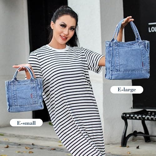 AOCINA Denim Purse Jean Tote Bag for Women Crossbody Shoulder Weekend Bags Denim Purses and Handbags for Women thumbnail 3