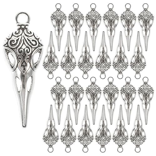 KALLORY 100pcs Skull Charms: Halloween Charms - Antique Bird Skeleton Head Bead for Jewelry Making Necklace Bracelet Earring - Image 1