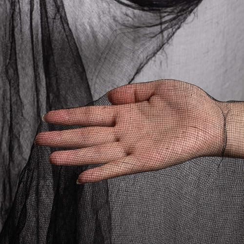 Whaline Halloween Black Creepy Cloth 276 x 87 inch Spooky Halloween Decoration Black Spooky Fabric Cloth Windows Doorways Scary Gauze for Haunted Houses Yard Wall Indoor Outdoor Party Decor Supplies thumbnail 3