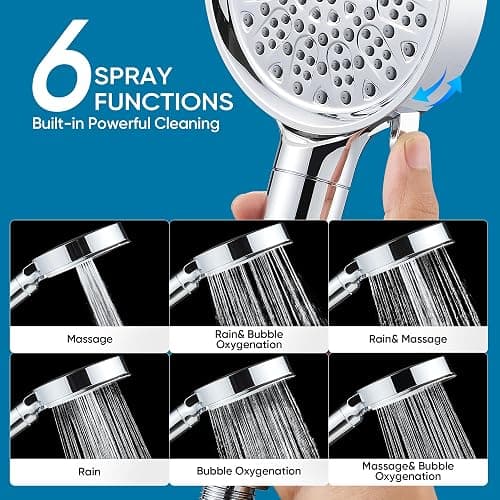 Cobbe Filtered Shower Head with Handheld, High Pressure 6 Spray Mode Showerhead with Filters, Water Softener Filters Beads for Hard Water - Remove Chlorine - Reduces Dry Itchy Skin, Chrome thumbnail 6