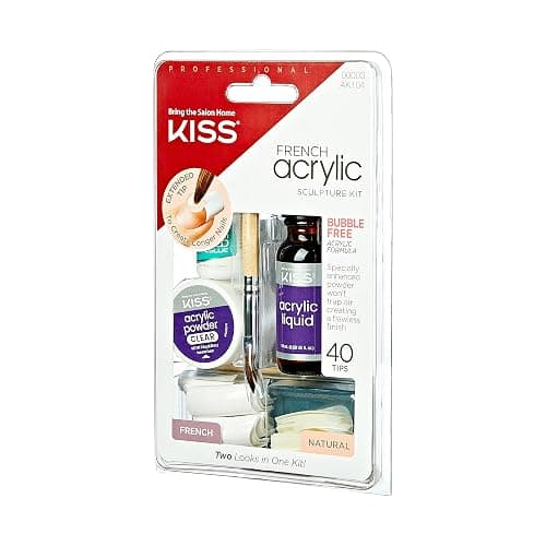KISS French Acrylic False Nails Sculpture Kit, Natural & French Manicure, Extended Bubble-Free Nail Tips with Acrylic Liquid & Powder, Maximum Speed Nail Glue, Application Brush, & 40 Fake Nails thumbnail 2