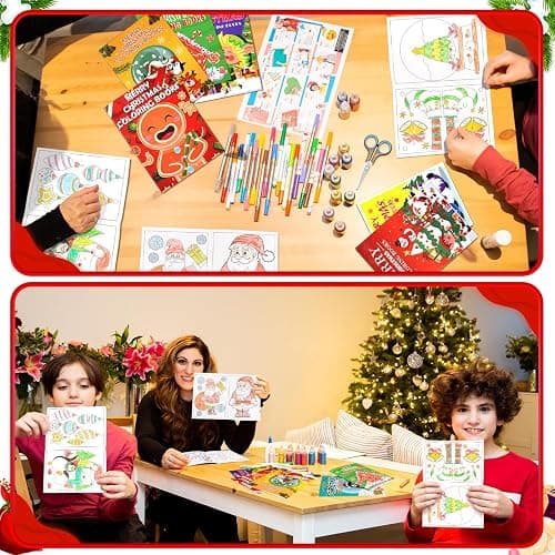 90shine 54Pcs Christmas Coloring Books for Kids: Xmas Goodie Bags Stuffers Stockings Gifts Party Favors Fun Holiday Supplies thumbnail 7