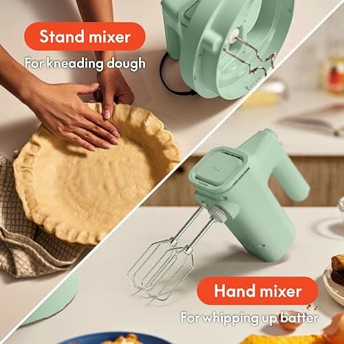 bella 3.5 Qt Hand & Stand Mixer, 2 in 1 Electric Mixer with Bowl, Dough Hook, Whisk & Egg Beater, Multifunctional Handheld Mixer for Baking, 200 Watt, Seaglass thumbnail 4