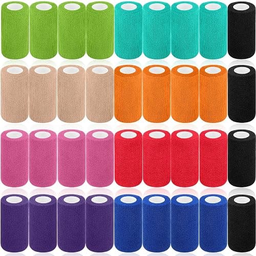 Treela 36 Pcs Self Adherent Bandage 4" X 5 Yard Wrap Breathable Cohesive Bandage Elastic Adhesive Tape for Stretch Athletic Sports Wrist Ankle(Assorted Color) - Image 1