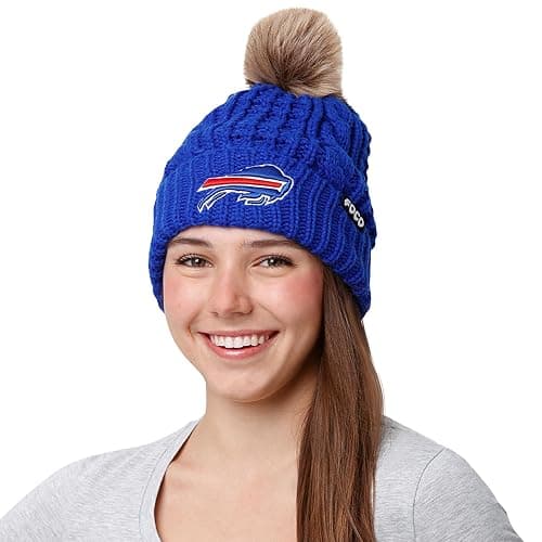FOCO Buffalo Bills NFL Womens Faux Fur Pom Beanie Team Color thumbnail 5