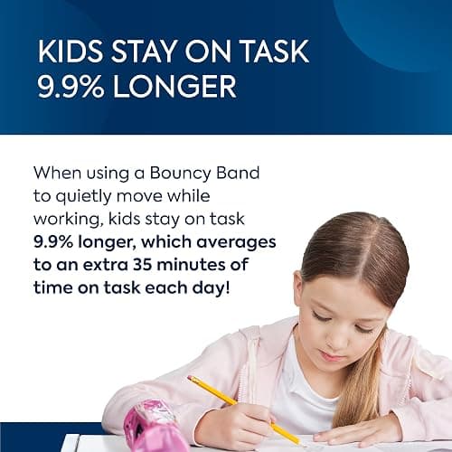 Bouncyband Original Bouncy Bands for Desks, Blue, 1-Pack – Desk Chair Bands for 20” to 28” Wide Desk Legs with 1.5” Diameter Support Pipes – Silent Sensory Tool Increases Focus and Relieves Stress thumbnail 3