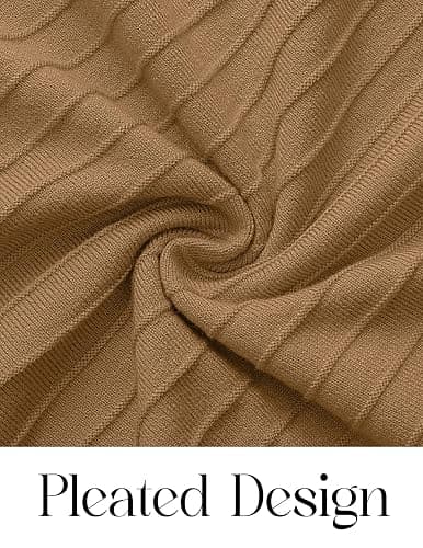 MEROKEETY Women's Sweater Dress 2025 Fall Winter Casual Long Sleeve Square Neck Pleated Church Work Knit Midi Dresses thumbnail 5