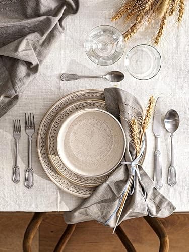 LE TAUCI 24 Piece Dinnerware Sets for 8, Large Plates and Bowls Sets, Ceramic Dishes Set for 8, Modern Stoneware Tableware, Chip Resistant, Ideal for Hosting, Reactive Beige (8"&10" Plate, 27oz Bowl) thumbnail 4