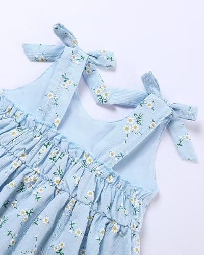 SANMIO Toddler Baby Girl Clothes Floral Summer Outfits Ruffle Sleeveless Tops with Wide Leg Pants Clothing Set for 1-5T thumbnail 7