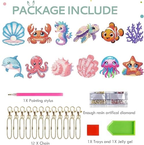 12 PCS Diamond Art Keychain Kits, DIY Diamond Painting Crafts, Beginner Art Kit, Arts & Crafts Gift thumbnail 5