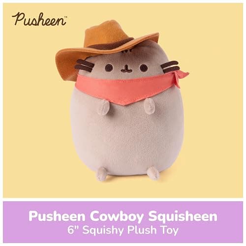 GUND Pusheen Cowboy Squisheen 6-Inch Squishy Plush Toy; Ages 8+ | Promotes Exciting Character Roleplay, Early Sensory Discovery, and Creative Storytelling; Soft, Comforting, Collectible Plush thumbnail 3