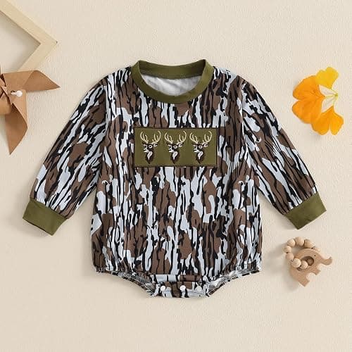 Pudcoco Duck Hunting Baby Clothes Infant Baby Boys Girls Camoflage Embroidered Mallard Duck Sweatshirt Romper thumbnail 2