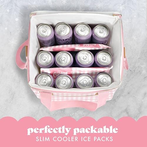 Cool Coolers by Fit & Fresh Reusable Ice Packs for Coolers – Large Long-Lasting Freezer Packs, Puncture Resistant BPA-Free Gel Ice Packs for Coolers, Lunch Boxes, Camping & Picnic, 2PK, Pink Gingham thumbnail 7