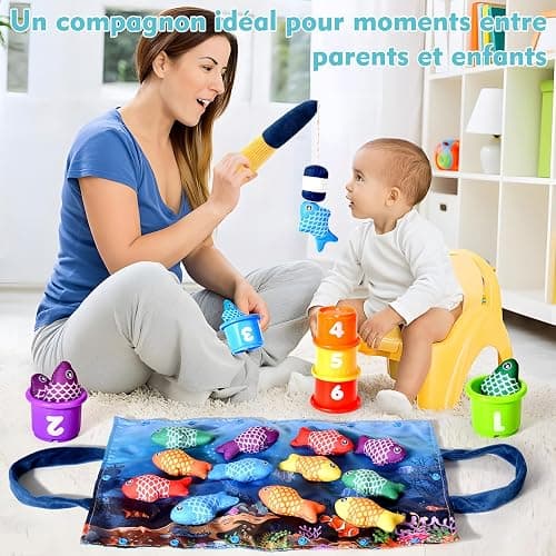 Yitical Jouet Bebe 1 an, Montessori Pêche a la Ligne Jeux pour Enfant 1 2 Ans, Educatif Jouet Bébé, Cadeau pour Fille Garcon 1-3 Ans 6 12 18 Mois thumbnail 8
