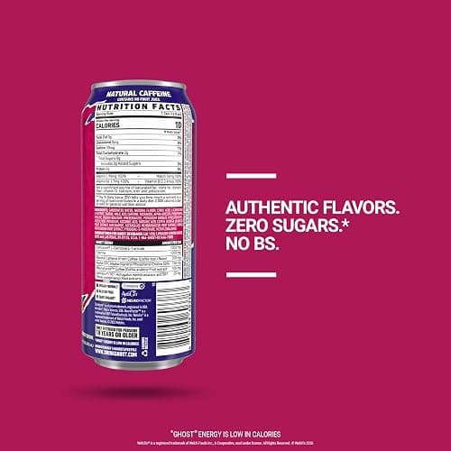 GHOST Energy Drink - 12-Pack, Welch's Grape-Cran, 16oz Cans - Energy & Focus & No Artificial Colors - 200mg of Natural Caffeine, L-Carnitine & Taurine - Gluten-Free & Vegan thumbnail 3