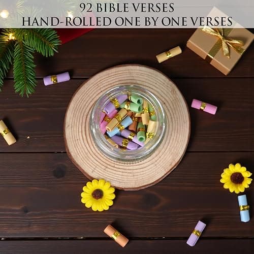 Bible Verse Jar – 92 Hand-Rolled Scripture Scrolls for Daily Encouragement, Inspirational Christian Gift, Religious Gifts for Women, Birthday Gifts for Mom, Christmas Gift for Women 2025 thumbnail 5