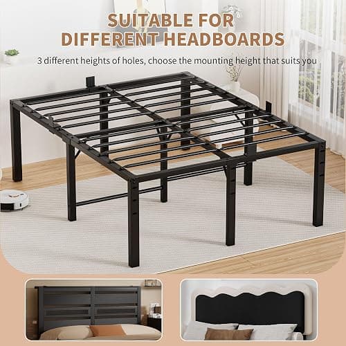 24 Inch High Full Bed Frame with Under-Bed Storage Space, Heavy Duty Metal Tall Platform Bed Frame Full Size, 3500 LBS Sturdy Steel Support, No Box Spring Needed, Noise Free, Easy Assembly, Black thumbnail 6