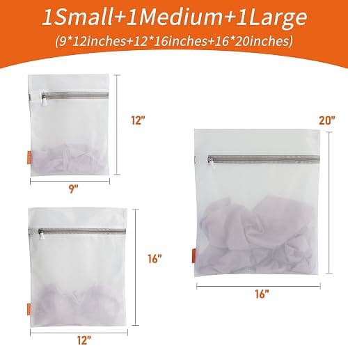 Polecasa Mesh Laundry Bags 3 Pack (Large, Medium, Small) - Durable Zipper Wash Bags for Delicates, Lingerie, Bras, Underwear, Baby Clothes - Protect Garments in Washing Machine thumbnail 2