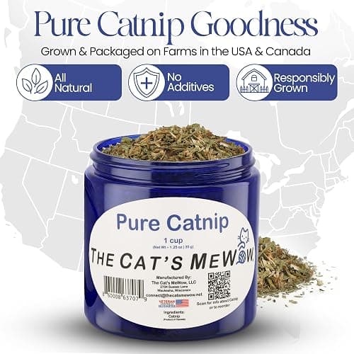 The Cat's MeWow 100% Pure Catnip – North American Grown – Strong Aroma for Play & Enrichment – Resealable Freshness Jar – Veteran-Owned Brand thumbnail 4