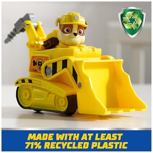 Paw Patrol, Rubble’s Bulldozer Toy Truck with Collectible Action Figure, Sustainably Minded Kids Toys for Boys & Girls Ages 3 and Up thumbnail 4