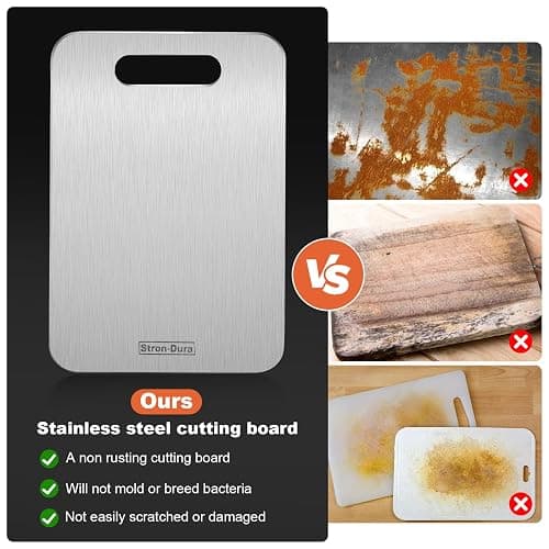 Stron-Dura Cutting Boards for Kitchen, Cutting Board, Foodgrade Stainless Steel Cutting Board for Meat,Fruit, Vegetables, Outdoor or Indoor, L 15 .4" * 11" thumbnail 5