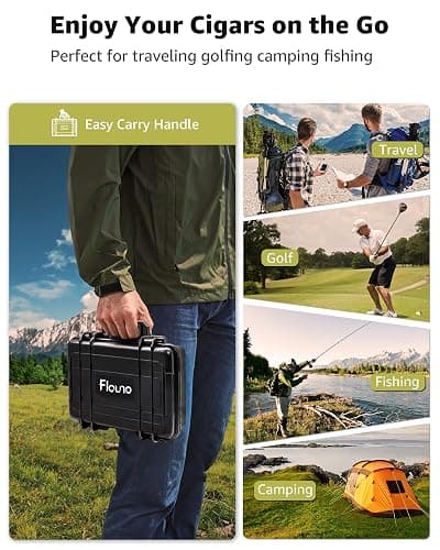Flauno Travel Cigar Humidor - Large Portable Travel Humidor kit with Humidifier, Cigar Cutter, Cigar Punch, Cigar Holder, Waterproof & Crushproof, Airtight Seal Cigar Case, Holds up to 36 Cigars thumbnail 7