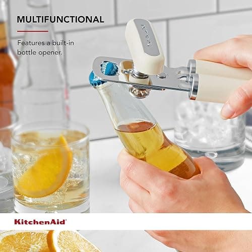KitchenAid Classic Multifunction Can Opener and Bottle Opener Easy to Use, Razor Sharp Stainless Steel Cutting Wheel, Soft Ergonomic Handles, Almond Cream - Almond Cream - Can Opener thumbnail 5