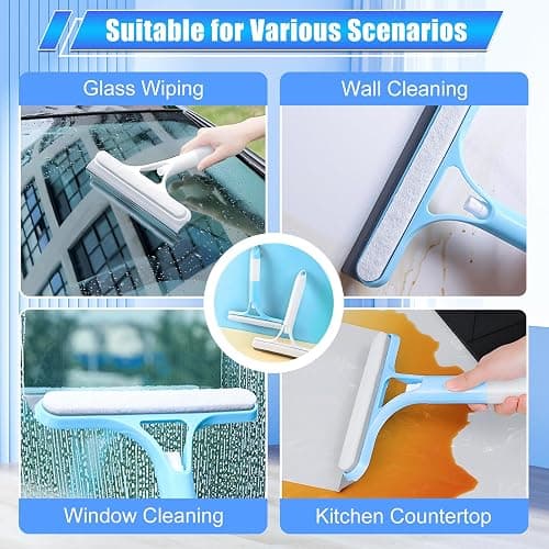3 in 1 Window Cleaning Scraper, Cleaner Window Squeegee with Sprayer, Squeegee and Scrubber Spray Bottle Window Squeegee for Shower Glass, Mirrors, Car and Home,All-Purpose Window Cleaner Tool(White) thumbnail 7