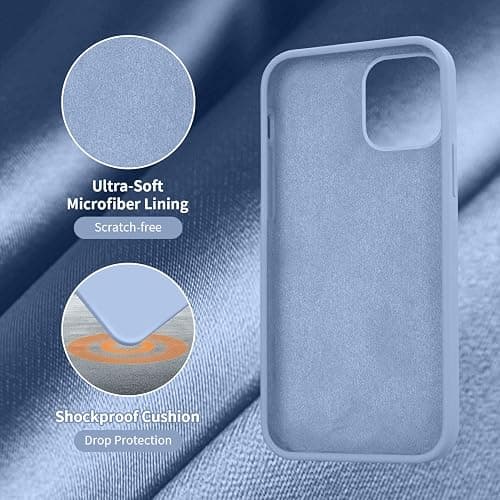 Cordking Designed for iPhone 12 Case, Designed for iPhone 12 Pro Case, Silicone Shockproof Phone Case with [Soft Anti-Scratch Microfiber Lining] 6.1 inch,Light Blue thumbnail 5