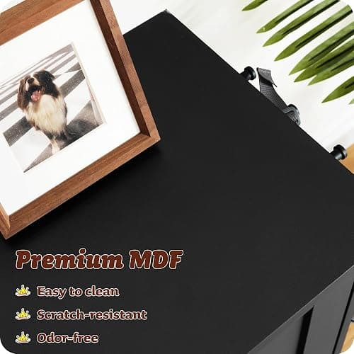 ALINE FURNITURE Dog Feeding Station with Storage Cabinet and 2 Elevated Dog Bowls, Hidden Pet Feeder Station Wood, Dog & Cat Storage Organizer, Black thumbnail 6