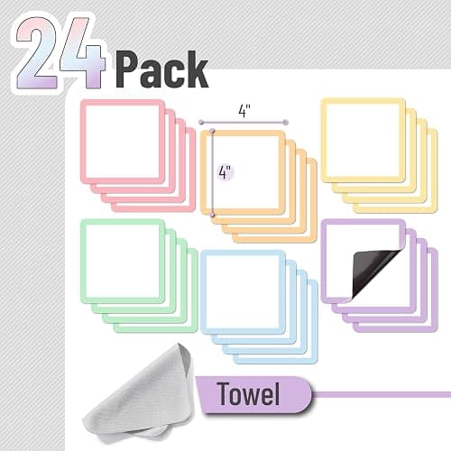 Mr. Pen- Dry Erase Magnets, 4”x4”, 24 Pack, Colorful Dry Erase Magnetic Labels thumbnail 3
