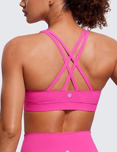 CRZ YOGA Naked Feeling Strappy Padded Sports Bras for Women - Fitness Workout Top Criss Cross Back Yoga Cami thumbnail 6