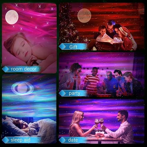Aurora Northern Lights Projector: 60+ Light Effects White Noise Stars Sky Moon Lights for Bedroom Bluetooth Remote Timer Multi Colors, Mood Lighting Room & Classroom Decor thumbnail 9