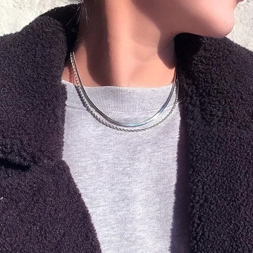 Freekiss Herringbone Necklace for Women,Dainty Gold Necklace,14k Gold Plated Snake,Gold Chain Choker Necklaces,Simple Gold Layered Necklaces,Gold Jewelry Gift for Women thumbnail 8
