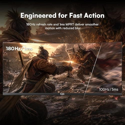 DJiEX 34 Inch Ultrawide Curved Gaming Monitor, 180Hz, Height Adjustable | WQHD 3440x1440, 1500R, 4000:1, 127% sRGB, FreeSync, 16.7M, Curvature & 178° Viewing Angle, Base for Computer, Business thumbnail 5