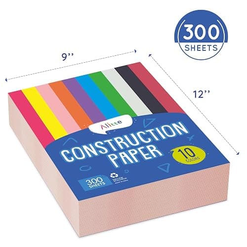 Alitte Construction Paper Assorted Colors - (300 Sheets, 9x12), Craft Paper, 10 Bright Colors - Bulk Pack Arts & Crafts Projects - Colored Paper For Preschool, Home, And Classroom Supplies thumbnail 3