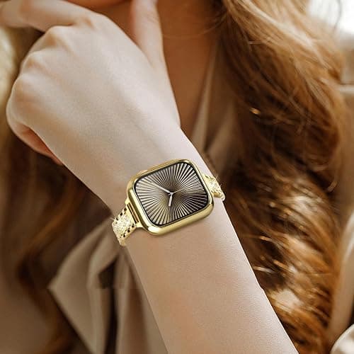 JR.DM 40mm Soft Flexible TPU Case Compatible for Apple Watch Series 6/5/4/SE Touchable Screen Lightweight Anti-Scratch All-Around Protector Thin Guard Shockproof Cover Shiny Bumper for iWatch, Gold thumbnail 6