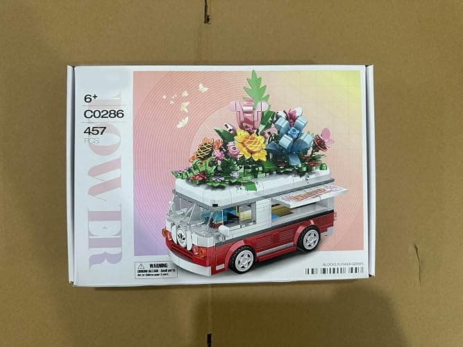 VannMold Flower Car Building Block Set, Van Car with Flower Bouquet Basket, Artificial Flowers Building Kit for Home and Office Décor, Birthday Toys for Girl Aged 6-12+, 457 PCS thumbnail 7