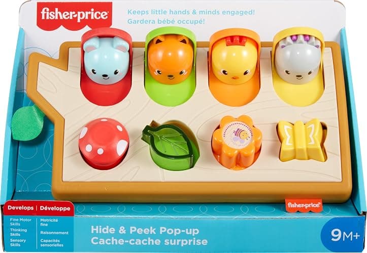 Fisher-Price Hide & Peek Pop-Up, Infant Activity Toy with Real Wood and Fabric Accents for Baby Ages 9 Months and Older thumbnail 6