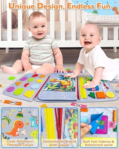 Gojmzo Busy Board Montessori Toys for Toddler Boy Girl Birthday Gifts, Busy Book Sensory Toys for Toddlers, Learning Educational Toddler Travel Activities thumbnail 5