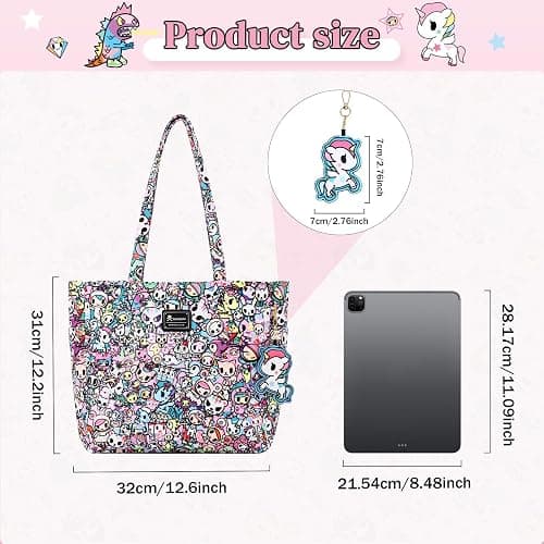 Tokidoki Unicorno Tote Bag Shoulder Bag Canvas Purses for Women Cute Shopper Bag Handbag Travel Purse Charm thumbnail 3