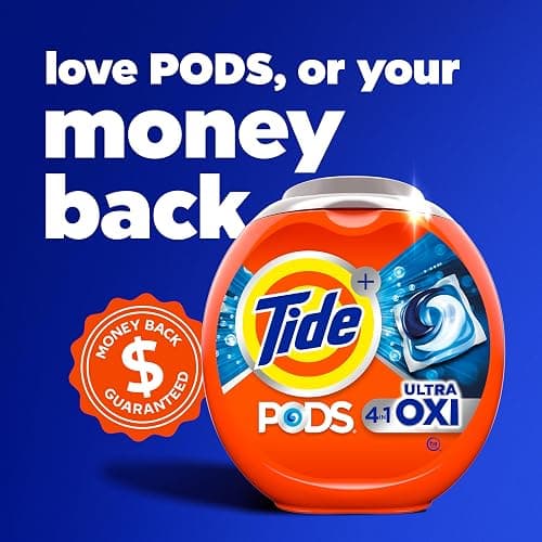 Tide 4-in-1 Ultra Oxi PODS Laundry Detergent Pacs, 85 Count, HE Compatible, Built in Pre-treater for Stains thumbnail 8