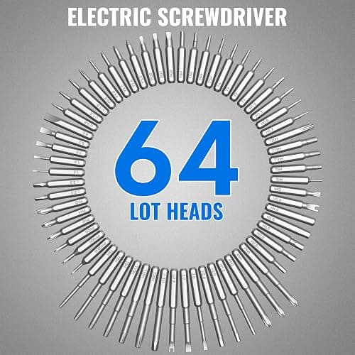 Mini Electric Screwdriver 3.7V, Cordless Screwdriver Set, Precision Electric Screwdrivers 72-in-1 Magnetic Bits, Rechargeable Portable Repair Tool Kit for Electronics Laptops Glasses Clocks thumbnail 5