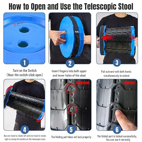 Doseno Upgraded Foldable Stool Thickened Set of 2, Portable Collapsible Stool Retractable Stool, Foldable Portable Collapsible Chair for Fishing, Hiking Tours, BBQ, Parties, Outdoor Activities (Blue) thumbnail 3