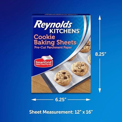 Reynolds Kitchens Cookie Baking Sheets, Pre-Cut Parchment Paper, 25 Count per Pack (Pack of 4), 100 Sheets Total thumbnail 3