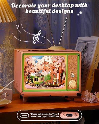 Rolife 3D Wooden Puzzles for Adults DIY Book Nook Kit 16" Japanese Cherry Blossom Music Box Toy Building Set Home Decor Gifts for Girls Boys Adults (Sakura Dreamy Tour) thumbnail 7
