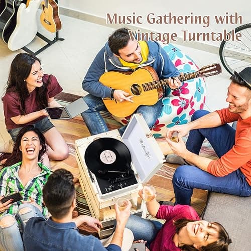 Retrolife® Record Player,3-Speed Bluetooth Suitcase Vinyl Player-White | Built-in Stereo Speakers, Portable Turntable Plays 7/10/12" Records, 33/45/78 RPM, Bluetooth Streaming, RCA/Headphone Jack thumbnail 5