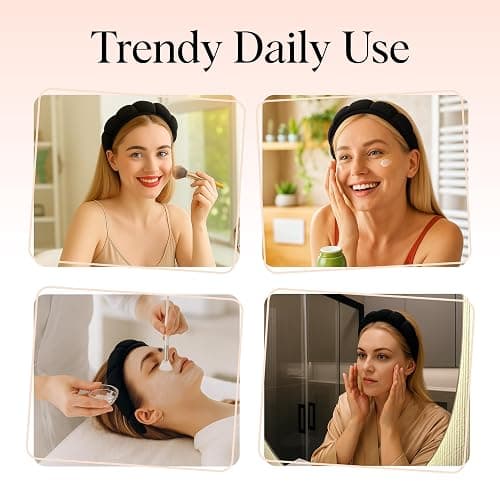 Kitsch Spa Headband for Washing Face - Recycled Fabric, Non-Slip Black Headbands for Women - Cute Stuff for Makeup, Beauty, Skin Care, Self Care | Ideal Gifts for Women - 1Pc thumbnail 8